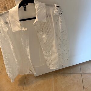 Aqua White Lace Blouse